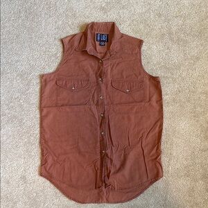 At Last Rust Button Down Sleeveless Shirt